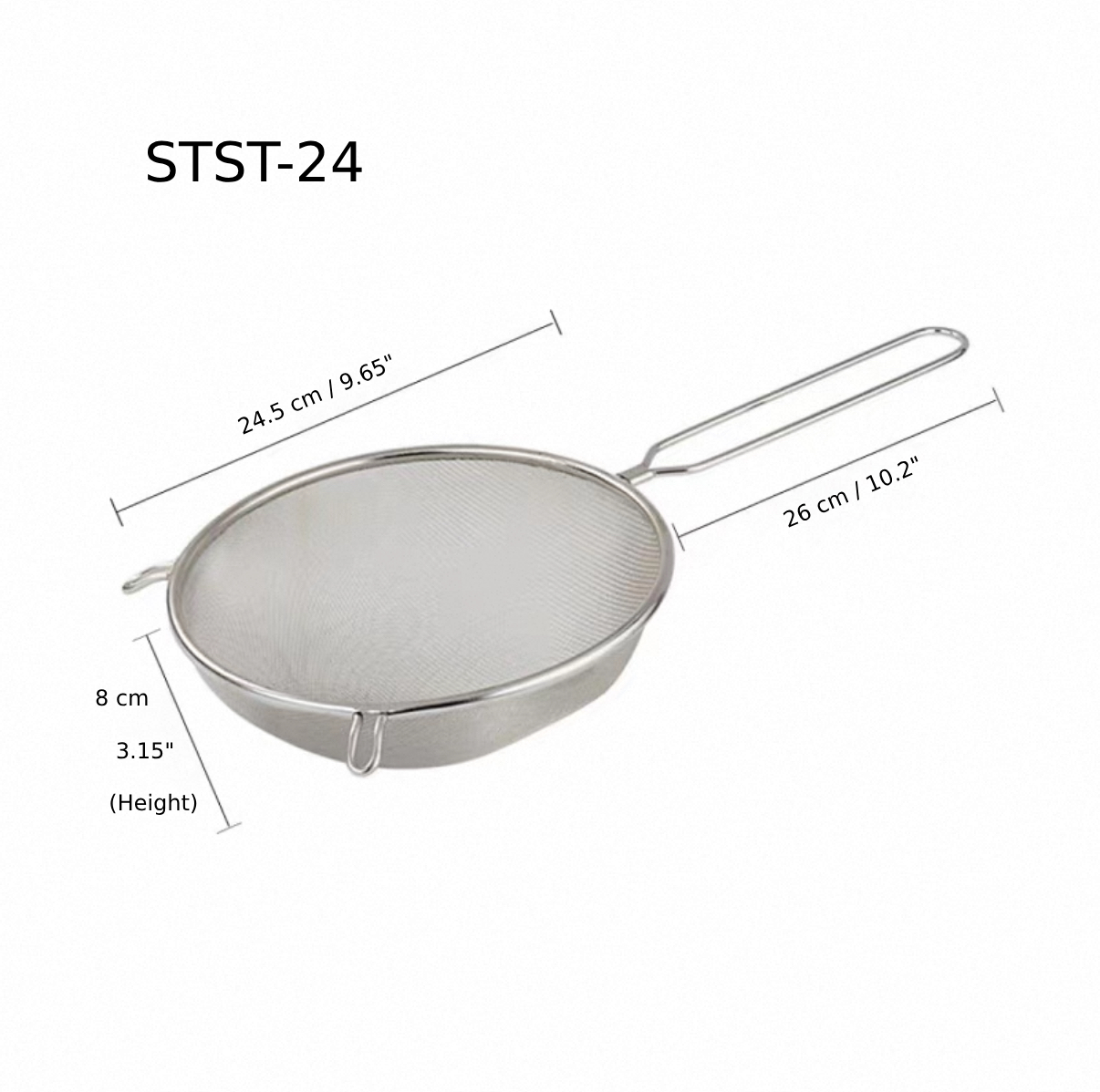Chefco, Stainless Steel Mesh Strainer, 24cm (STST-24) - Chefcoca