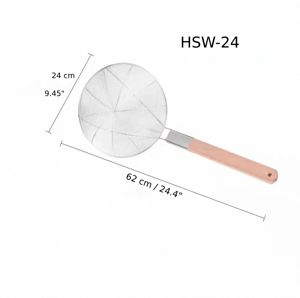 Chefco, 24cm Hard Skimmer with Wooden Handle (HSW-24) - Chefcoca