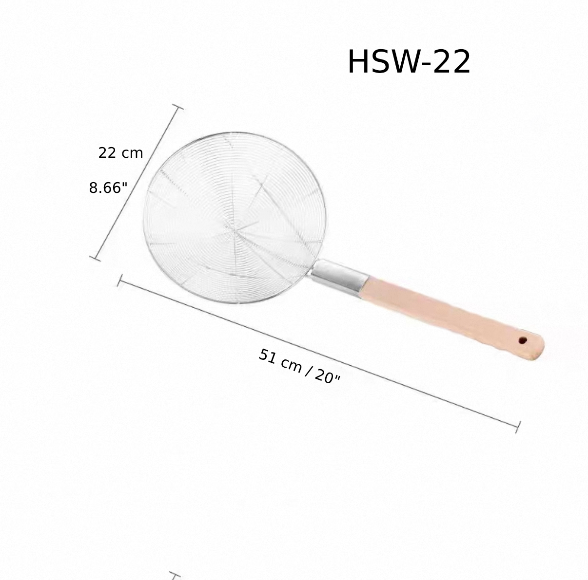 Chefco, 22cm Hard Skimmer with Wooden Handle (HSW-22) - Chefcoca