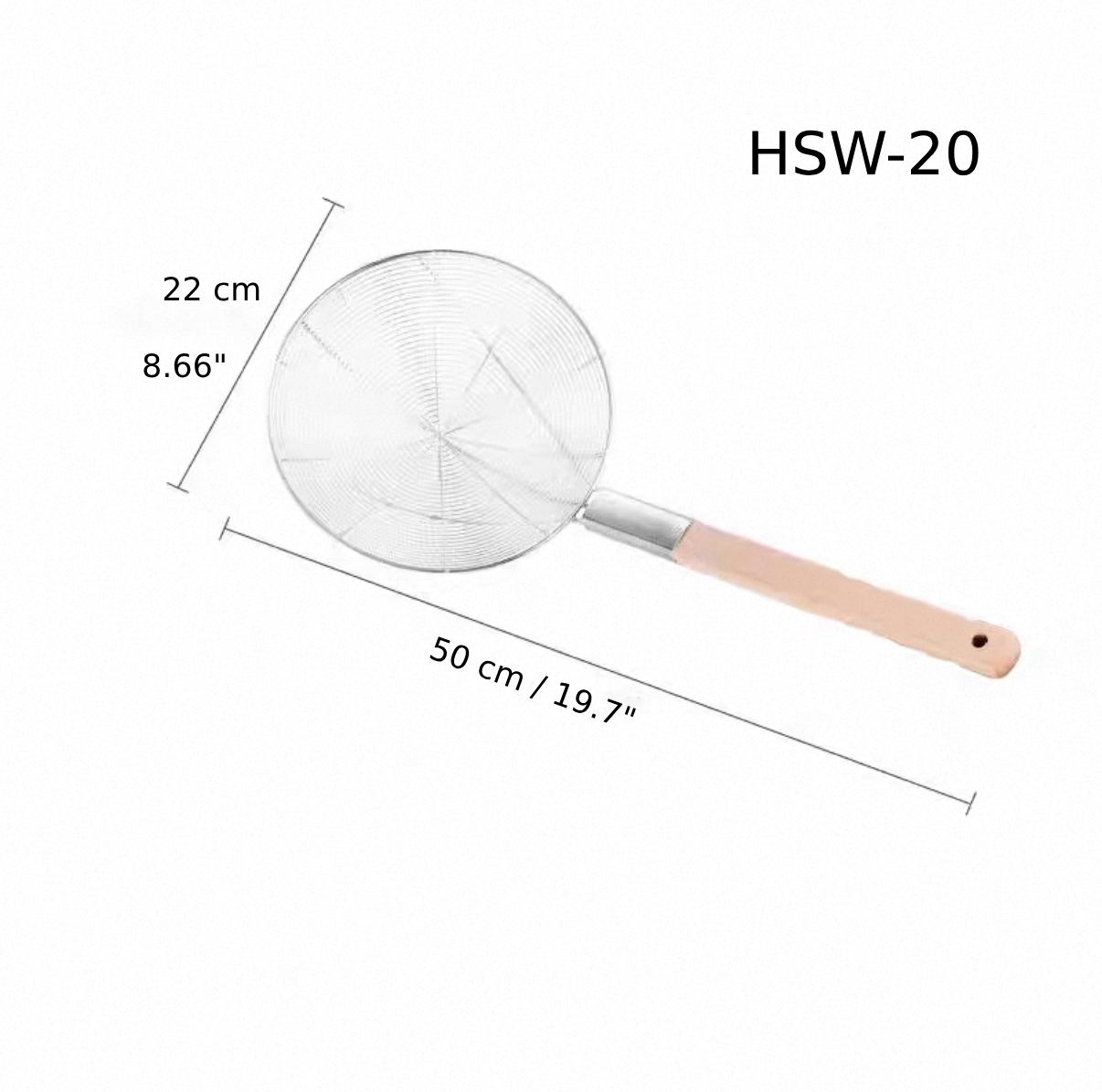 Chefco, 20cm Hard Skimmer with Wooden Handle (HSW-20) - Chefcoca