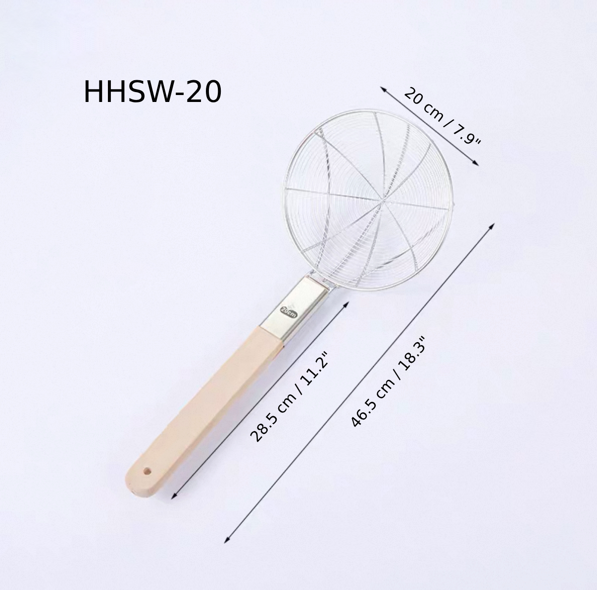 Chefco, 20cm Dia Reinforced Stainless Steel Strainer with Wood Handle (HHSW-20) - Chefcoca
