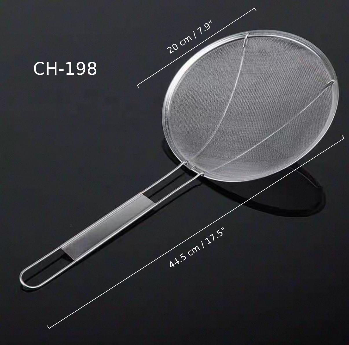 Chefco, Round Mesh Skimmer, Stainless Steel Fine, 20cm Dia (CH-198) - Chefcoca