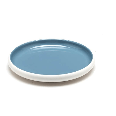 8.1'' Round Melamine Deep plate, Light Blue Plate with White Bottom (M228216) - Chefcoca