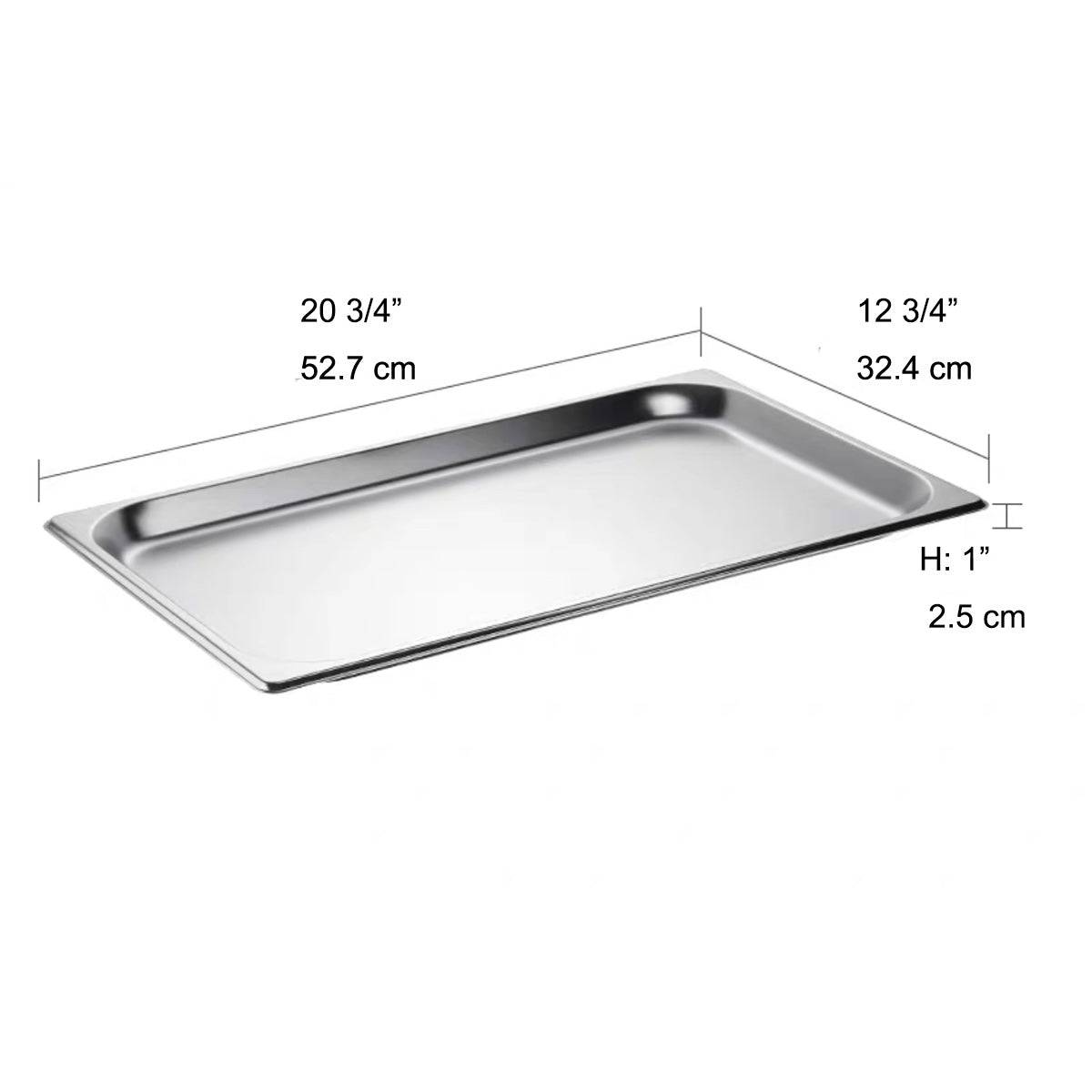 Full Size 1" Deep 24 Gauge Anti-Jam 304 Stainless Steel Steam Table Pan - Chefcoca