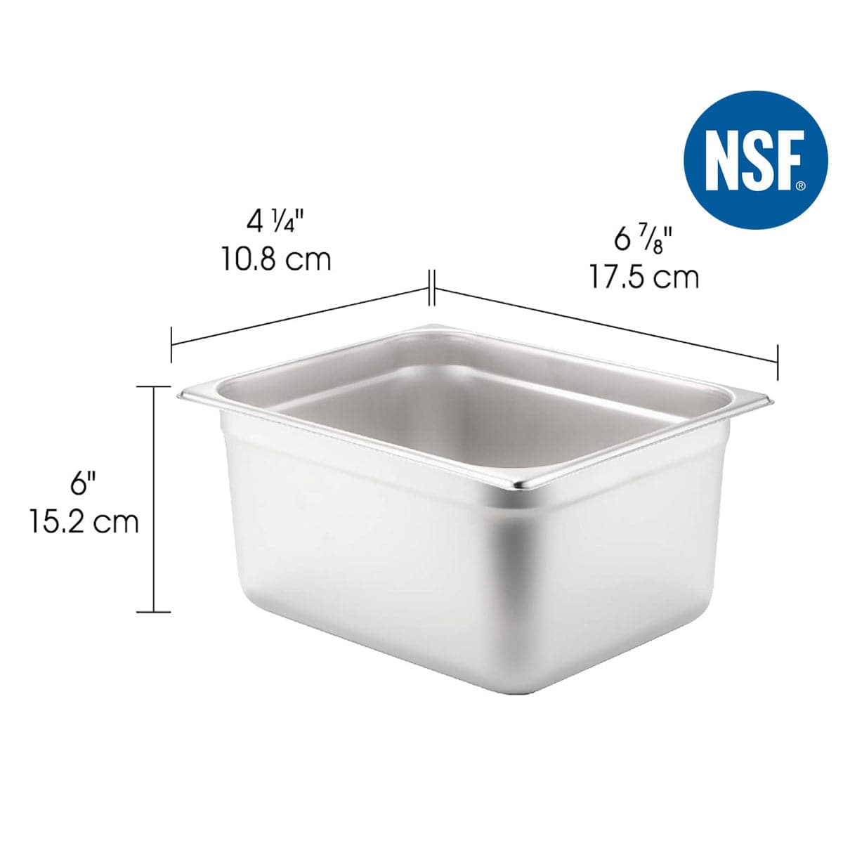 Half Size 6" Deep 22 Gauge Anti-Jam 304 Stainless Steel Steam Table Pan - Chefcoca
