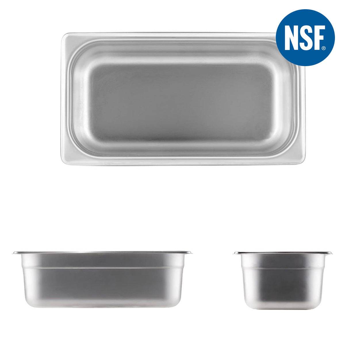 1/3 Size 4" Deep 22 Gauge Anti-Jam 304 Stainless Steel Steam Table Pan - Chefcoca