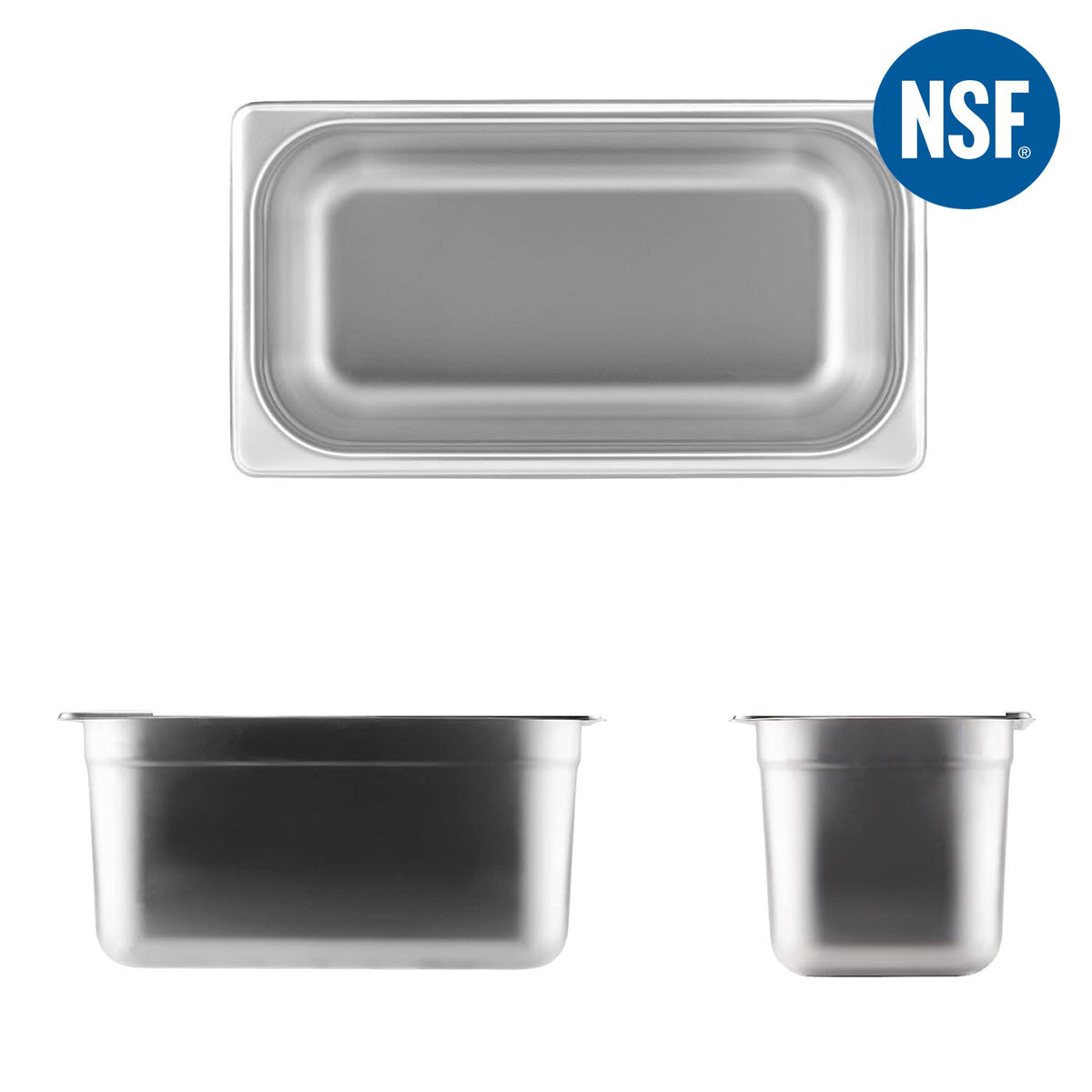 1/3 Size 6" Deep 22 Gauge Anti-Jam 304 Stainless Steel Steam Table Pan - Chefcoca