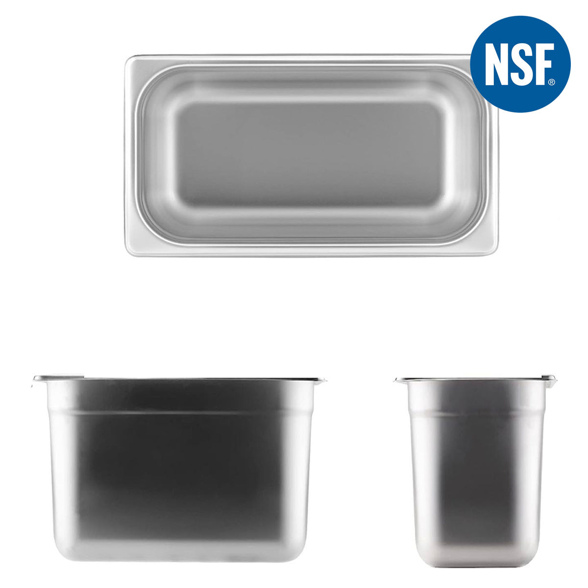 1/3 Size 8" Deep 22 Gauge Anti-Jam 304 Stainless Steel Steam Table Pan - Chefcoca