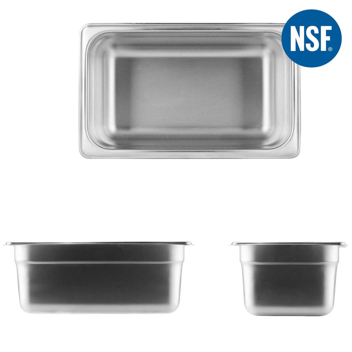1/4 Size 2 1/2" Deep 22 Gauge Anti-Jam 304 Stainless Steel Steam Table Pan - Chefcoca