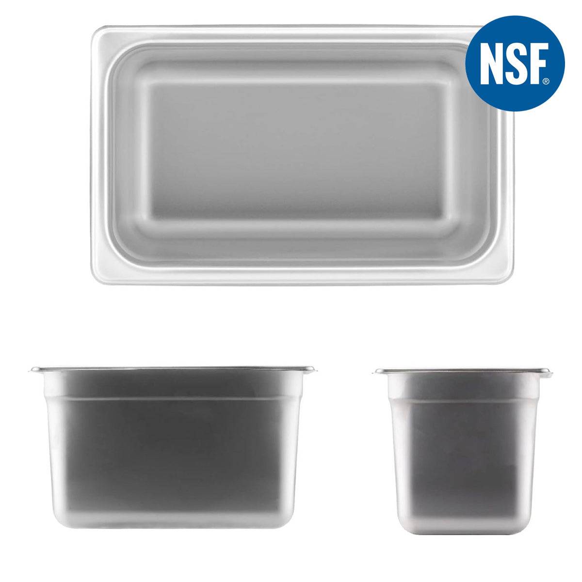 1/4 Size 6" Deep 24 Gauge Anti-Jam 304 Stainless Steel Steam Table Pan - Chefcoca