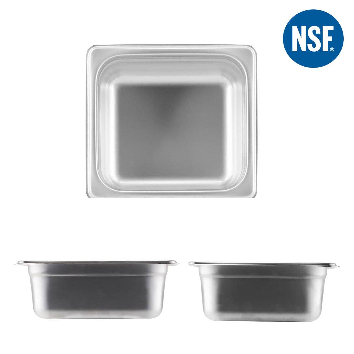 1/6 Size 2 1/2" Deep 22 Gauge Anti-Jam 304 Stainless Steel Steam Table Pan - Chefcoca