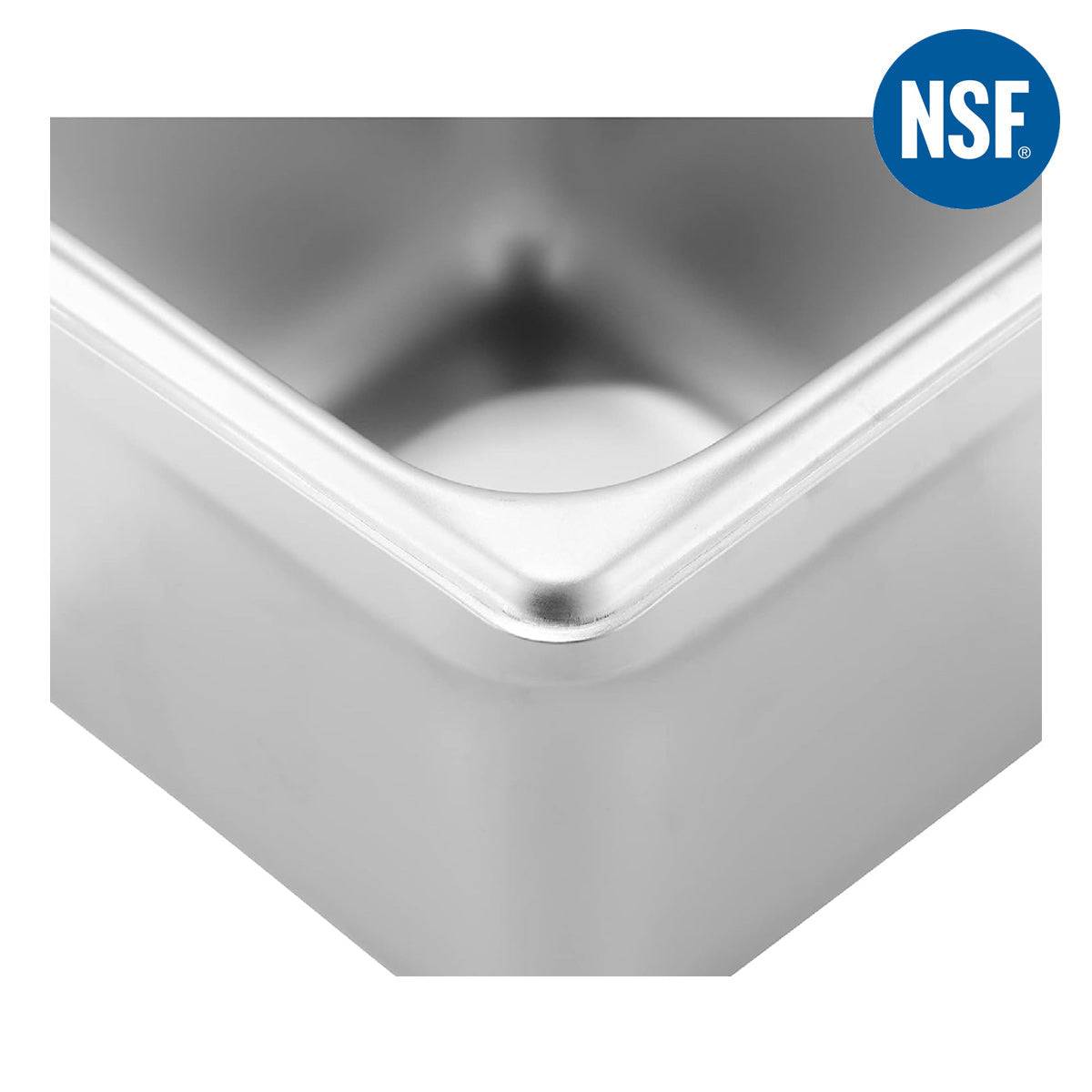 1/6 Size 4" Deep 24 Gauge Anti-Jam 304 Stainless Steel Steam Table Pan - Chefcoca