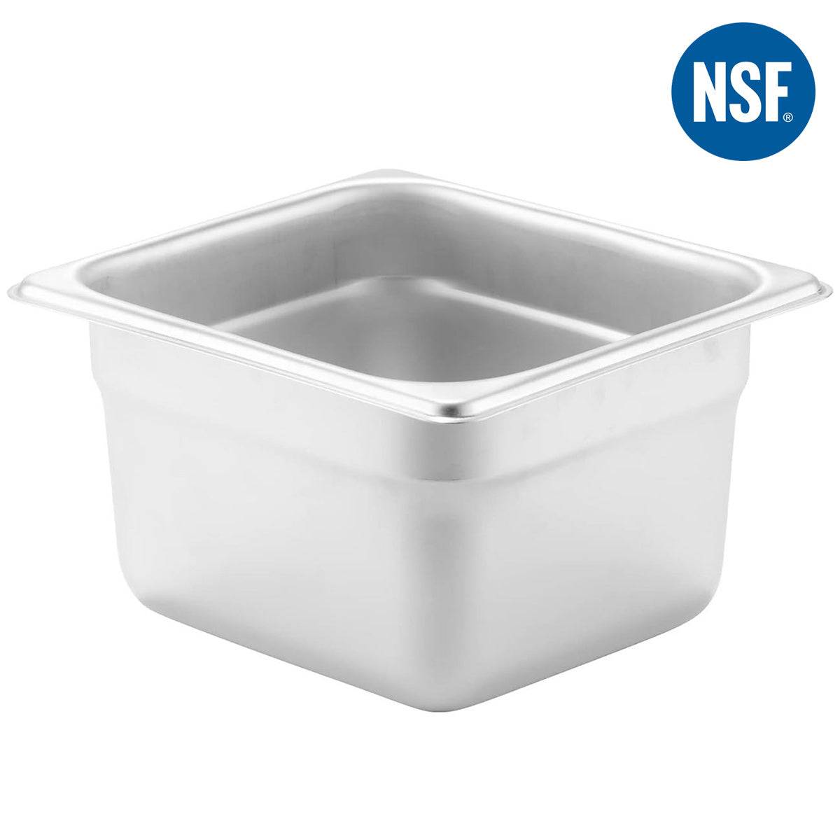 1/6 Size 4" Deep 24 Gauge Anti-Jam 304 Stainless Steel Steam Table Pan - Chefcoca