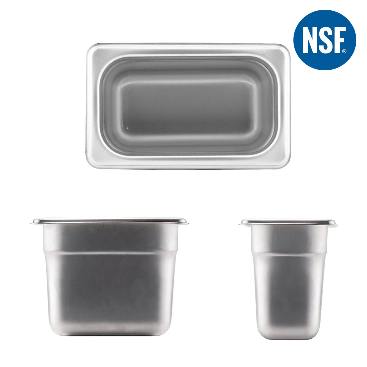 1/9 Size 6" Deep 22 Gauge Anti-Jam 304 Stainless Steel Steam Table Pan - Chefcoca