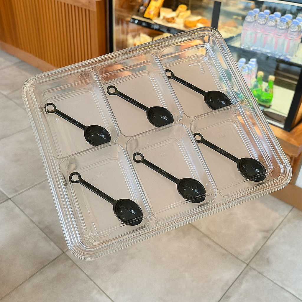 Sub-equid,PBX-6,6 Grids Plastic Seasoning Box with Lid (Clear)