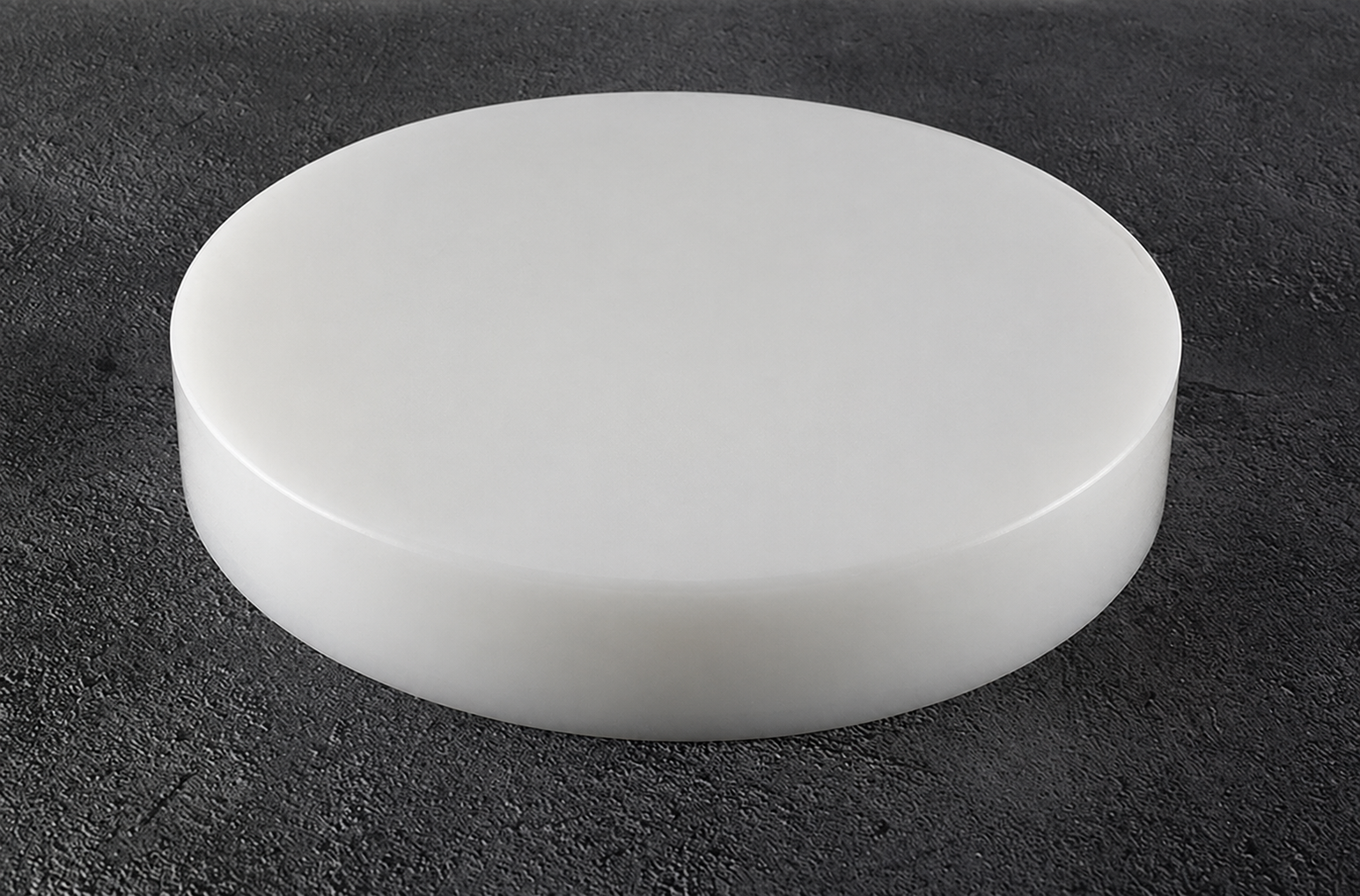 Sub-equip,CBWT-455,Round Plastic Cutting Board, 17.75"x2"H, White - Chefcoca