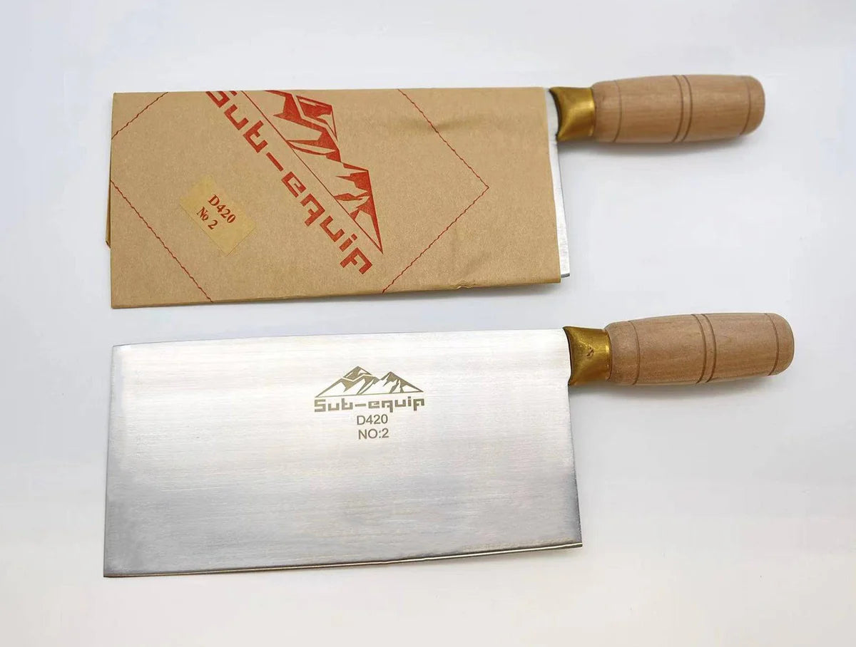Sub-equip,D420, #2 Stainless Steels SANG Cleaver with Wooden Handle - Chefcoca