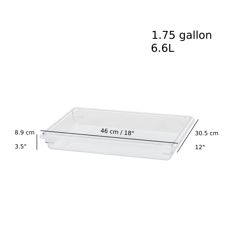 Sub-equip,FB-18123C,Clear Polycarbonate Heavy Weight Food Storage Box,Half Size, 1.75 Gallon/6.6L, 18"x12"x3.5"H - Chefcoca