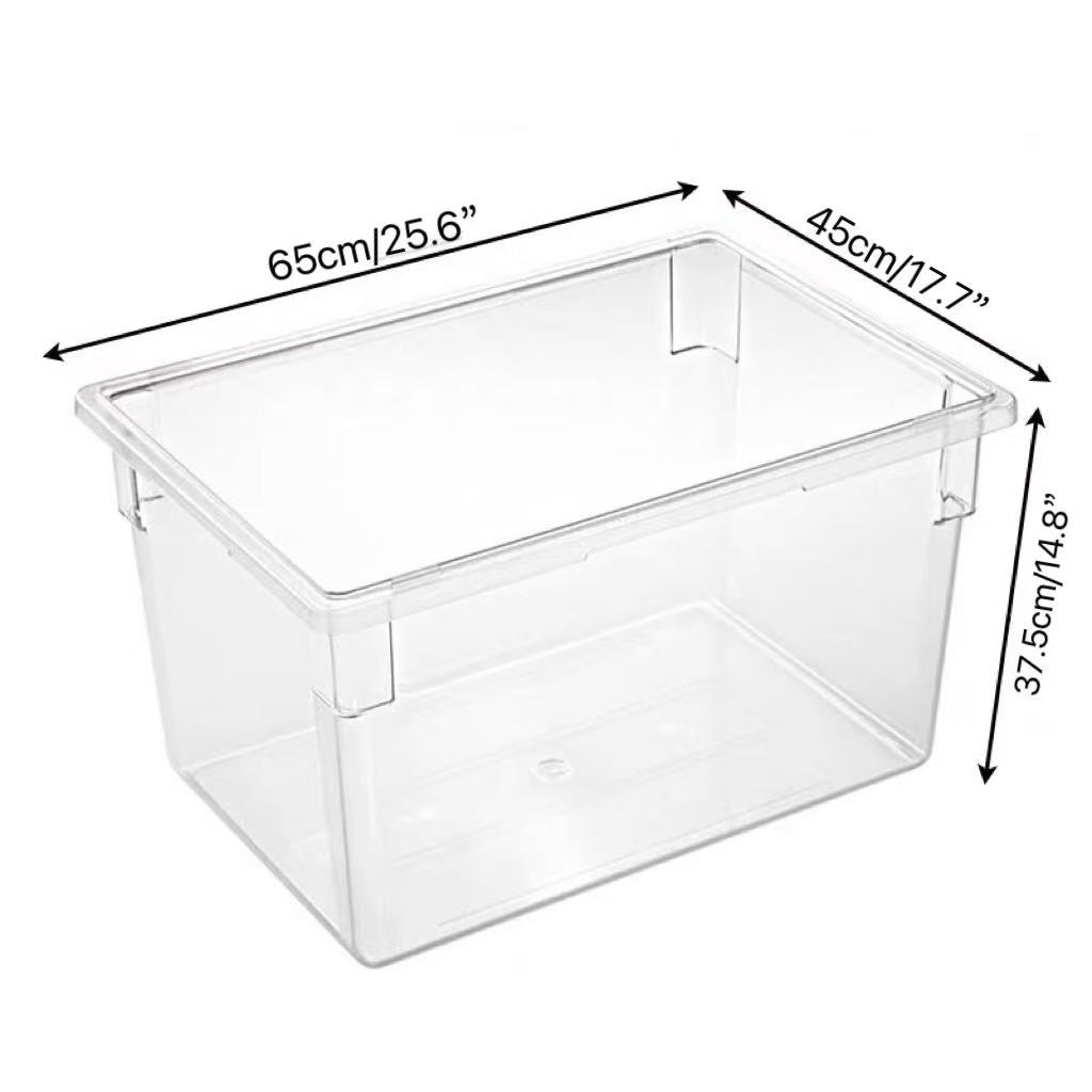 Sub-equip,FB-182615C,Clear Polycarbonate Heavy Weight Food Storage Box, Full Size,22 Gallon/83L, L25.6" x W17.7"xH14.8" - Chefcoca