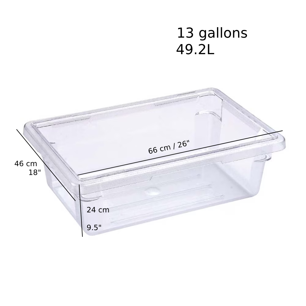 Sub-equip,FB-18269C,Clear Polycarbonate Heavy Weight Food Storage Box,Full Size, 13 Gallon/49.2L, 18"x26"x9"H - Chefcoca