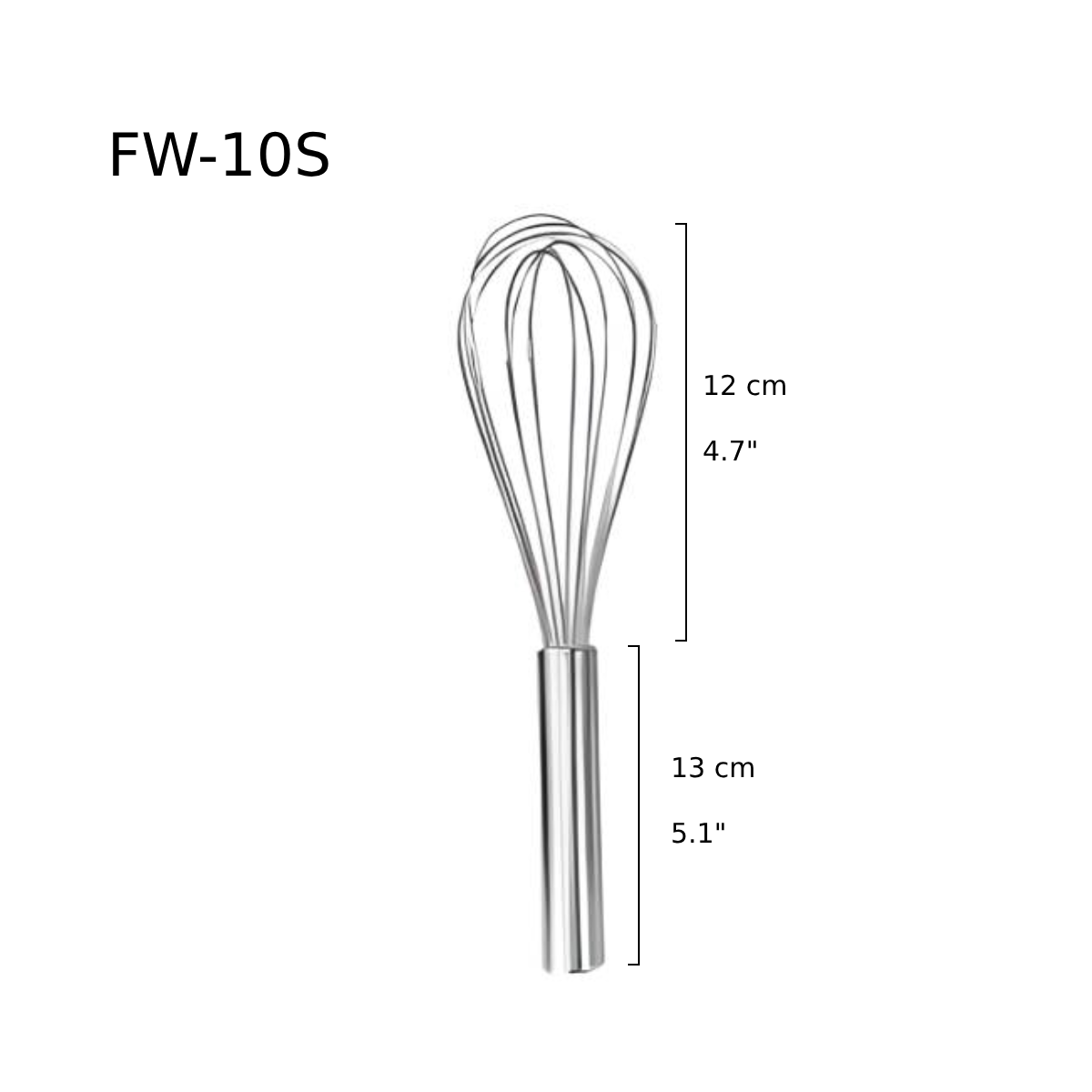Sub-equip, FW-10S, 10" French Whisks, Stainless Steel with Epoxy