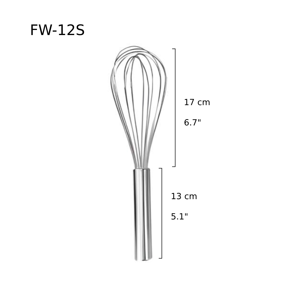 Sub-equip,FW-12S, 12" French Whisks, Stainless Steel with Epoxy