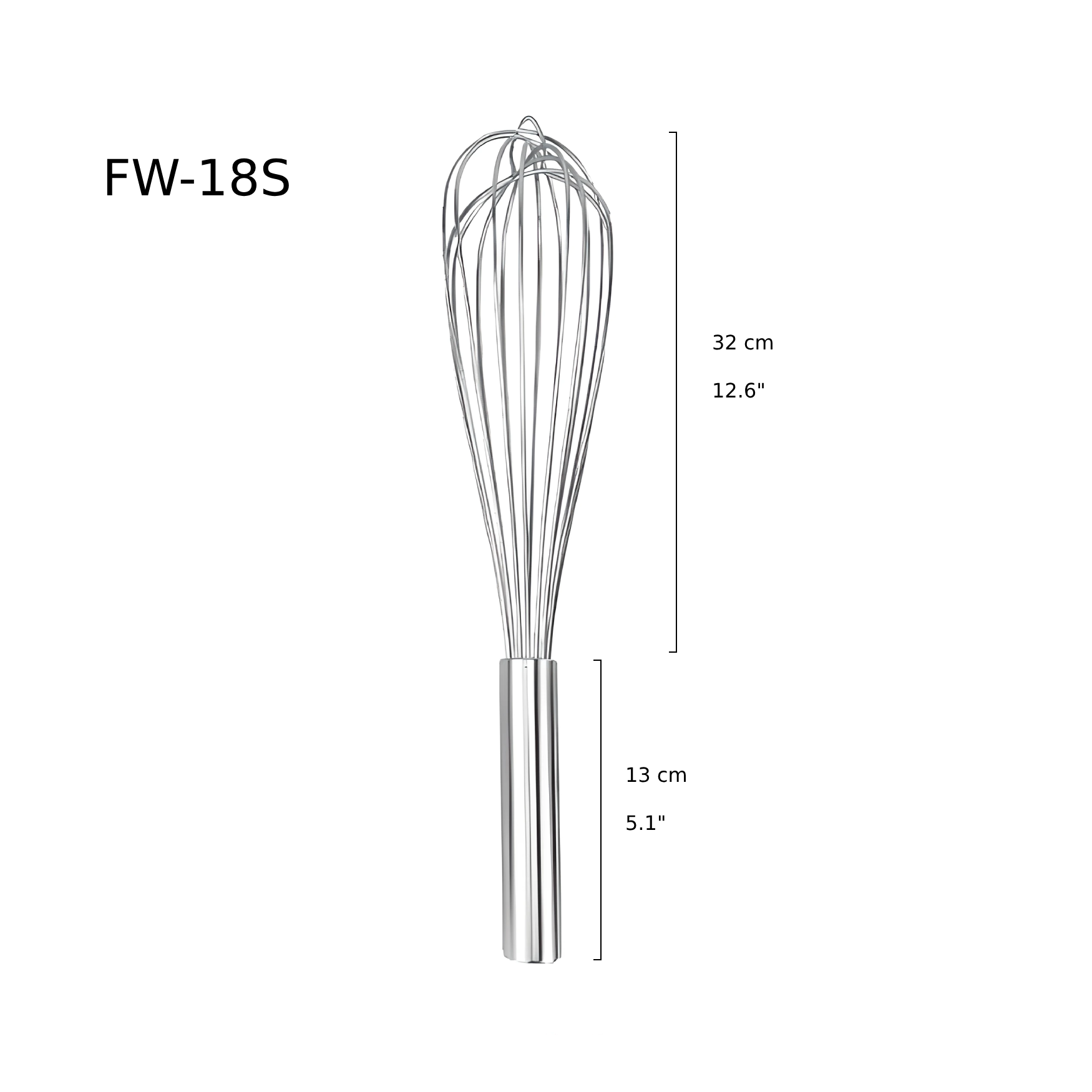 Sub-equip, FW-18S,18" French Whisks, Stainless Steel with Epoxy
