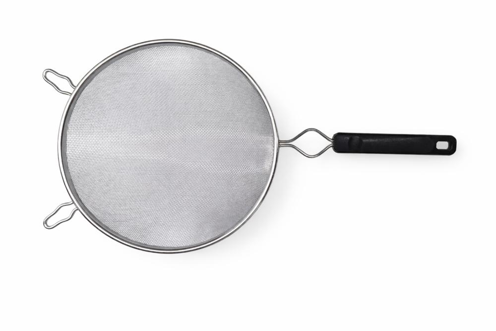 Sub-equip,MSS-8.5, 8.2"/20.8cm Dia Medium Stainless Steels Mesh Strainer with Black Handle and Double Ear - Chefcoca