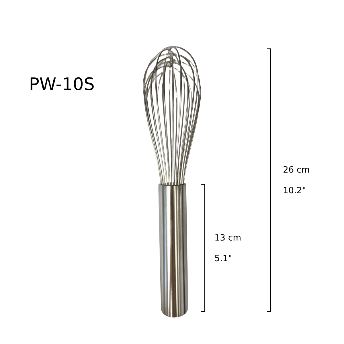 Sub-equip, PW-10S,10" Piano Whisks, Stainless Steel with Epoxy