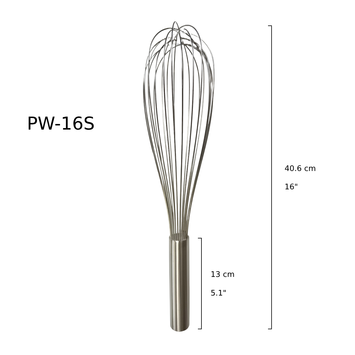 Sub-equip, PW-16S,16" Piano Whisks, Stainless Steel with Epoxy