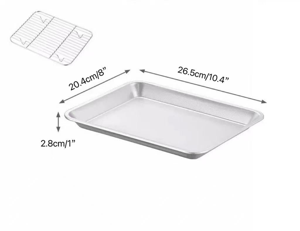 Sub-equip, SBP-SET2, 10.4" L Stainless Steel Baking Tray with Cooling Rack Set - Chefcoca