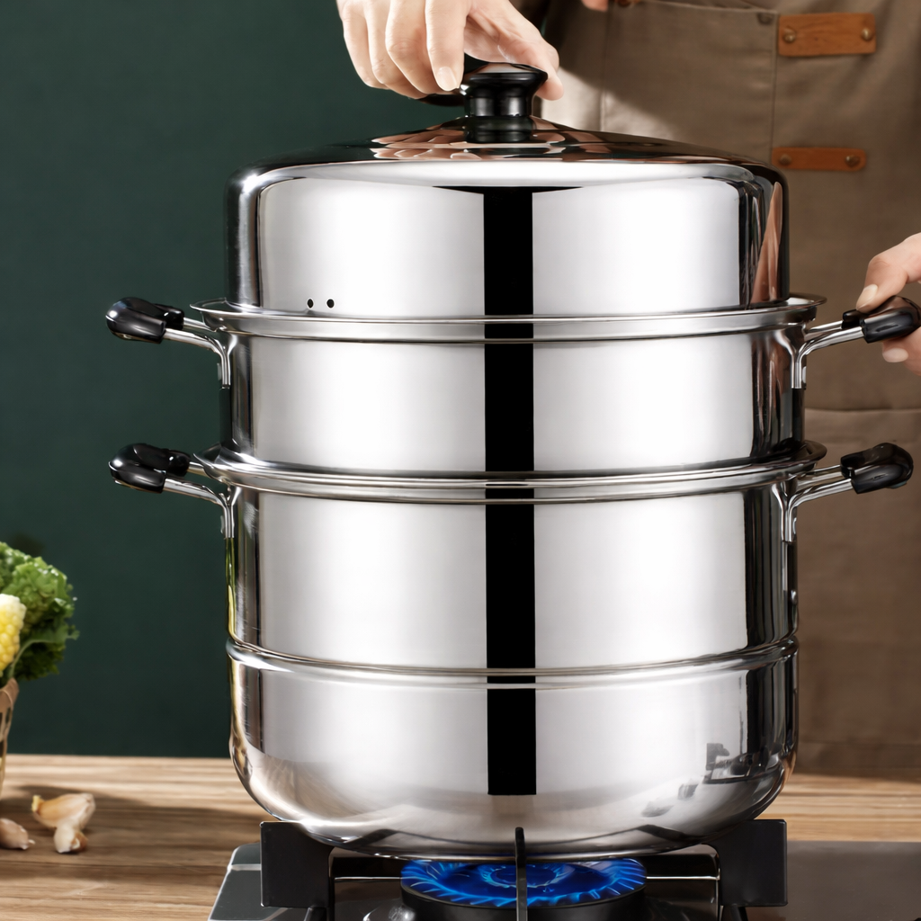 Sub-equip,SP-38, 38cm/15“ Stainless Steel Steamer 3Pcs/Set - Chefcoca