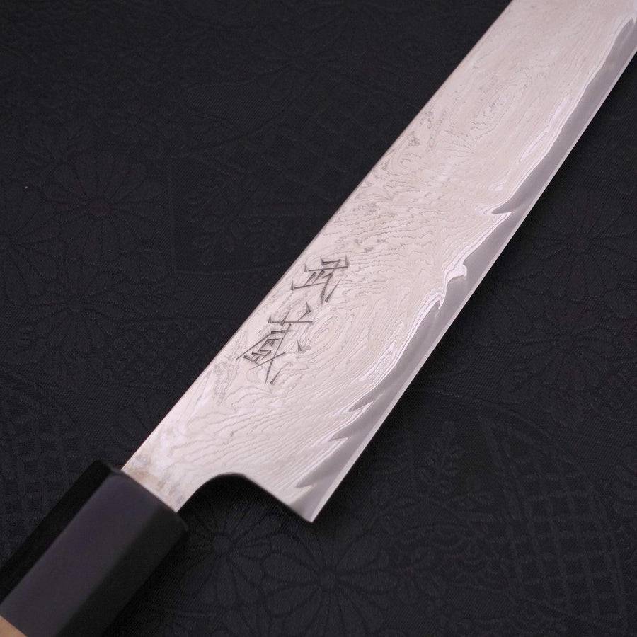 MUSASHI Sujihiki AUS-10 Wave Damascus Buffalo Magnolia Handle 240mm (372-240) - Chefcoca