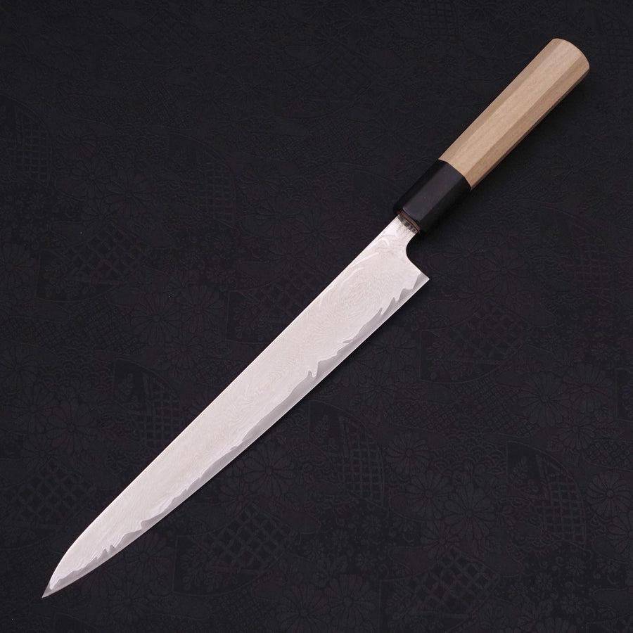 MUSASHI Sujihiki AUS-10 Wave Damascus Buffalo Magnolia Handle 240mm (372-240) - Chefcoca