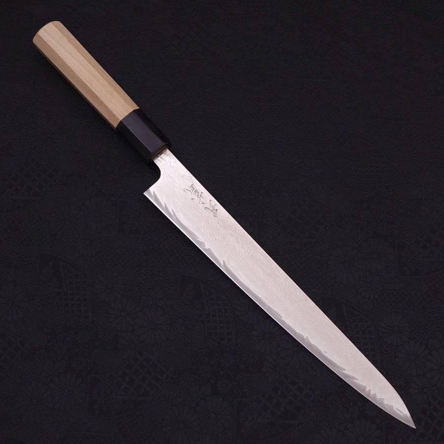MUSASHI Sujihiki AUS-10 Wave Damascus Buffalo Magnolia Handle 240mm (372-240) - Chefcoca