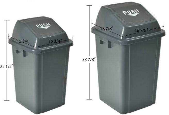 Grey Trash Garbage Can Bin with Push Down Lid (TCWL-60/TCWL-100) - Chefcoca