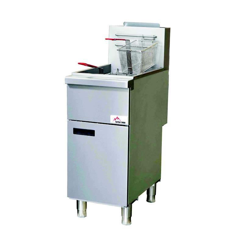 15.5" Wide Turbo Range Natural Gas Solid State Floor Deep Fryer,40-55lb Oil Capacity,120,000 BTU(TR-F4S-NG) - Chefcoca