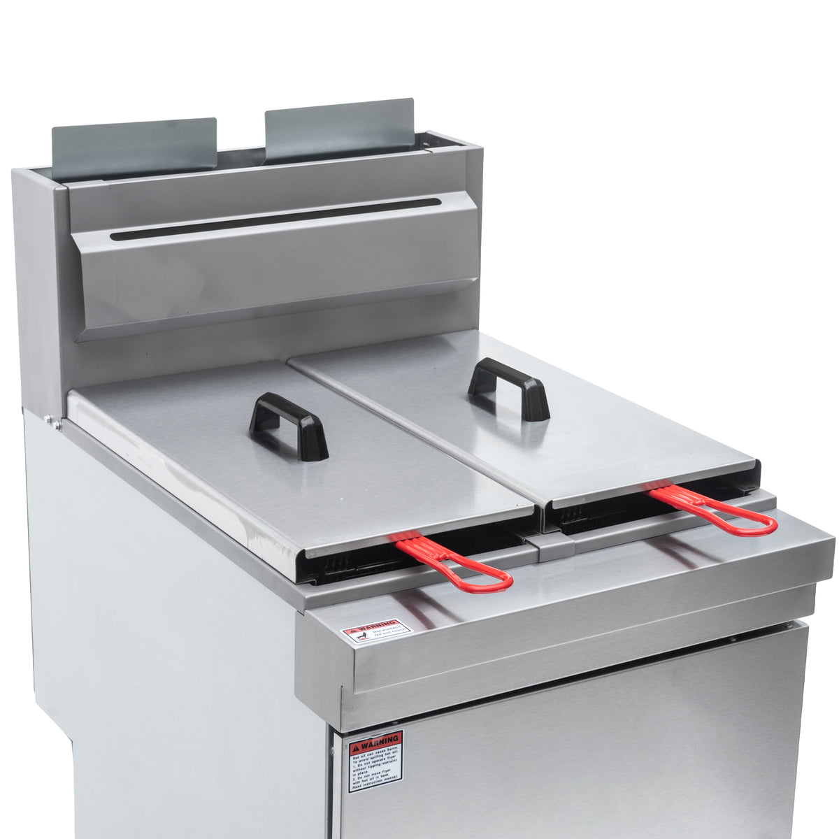 Turbo Range, Natural Gas Deep Fryer,120, 000 BTU, Split tank, 21 ¹/₃₂” x 29 ²⁹/₆₄” x 46 ²⁷/₃₂”, 72-78lb Oil Capacity (TR-F4-SPTK) - Chefcoca