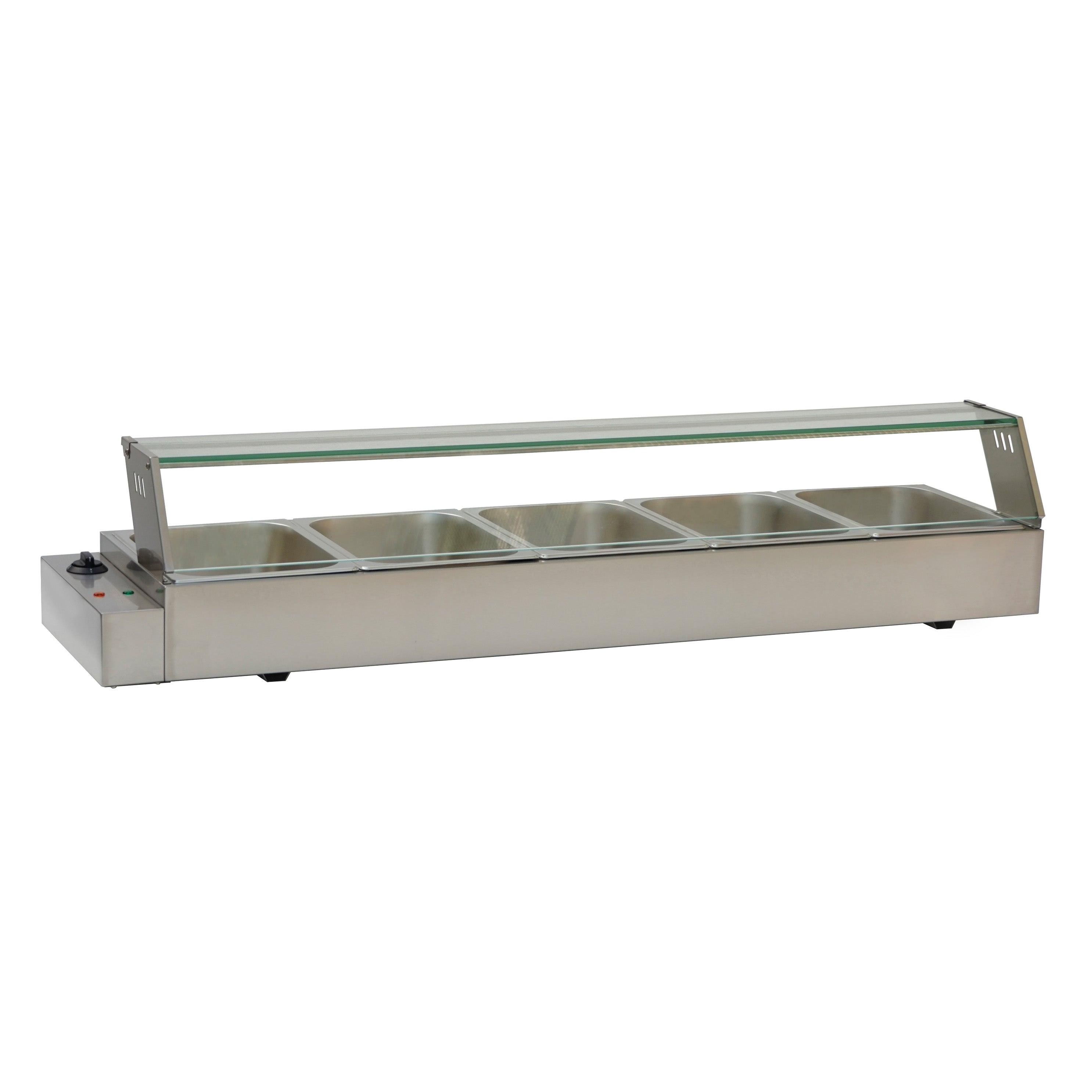 Turbo Range,TR-FW57-1412-5W, 5 Wells Commercial Countertop Food Warmer Display with Sneeze Guard