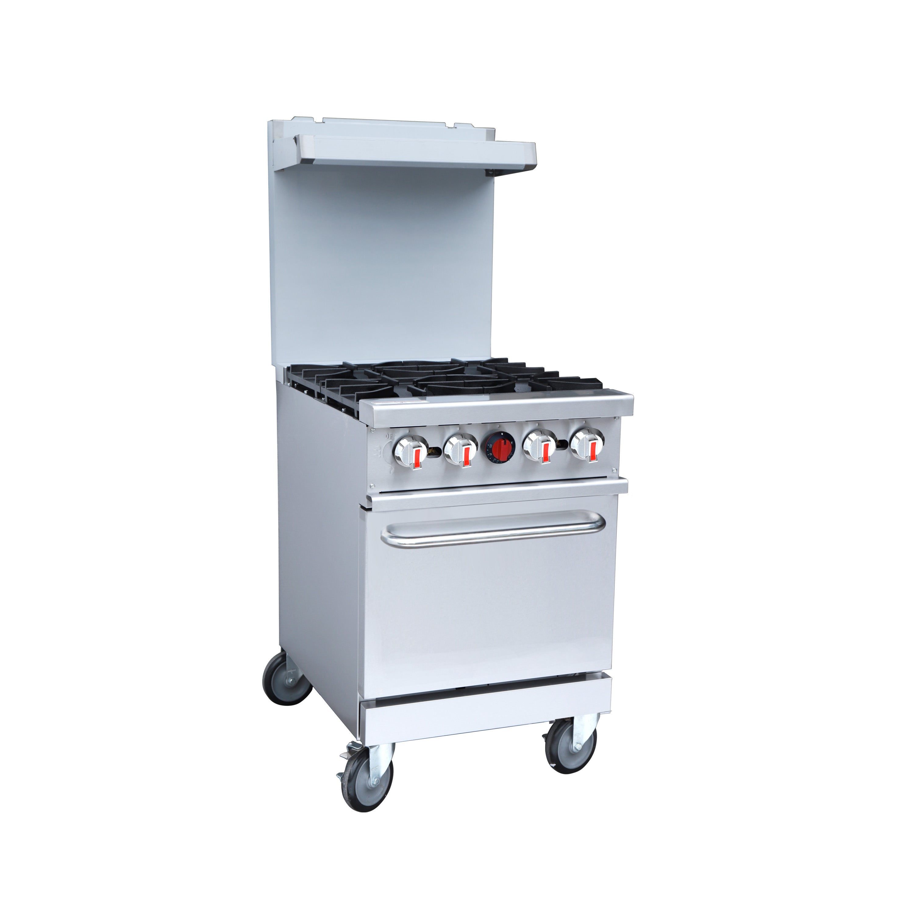 Turbo Range,TR-R24-J, Natural Gas 4 Burner 24" Range with Space Saver Oven Base (24" X 32-3/4"X 60-3/8") - Chefcoca