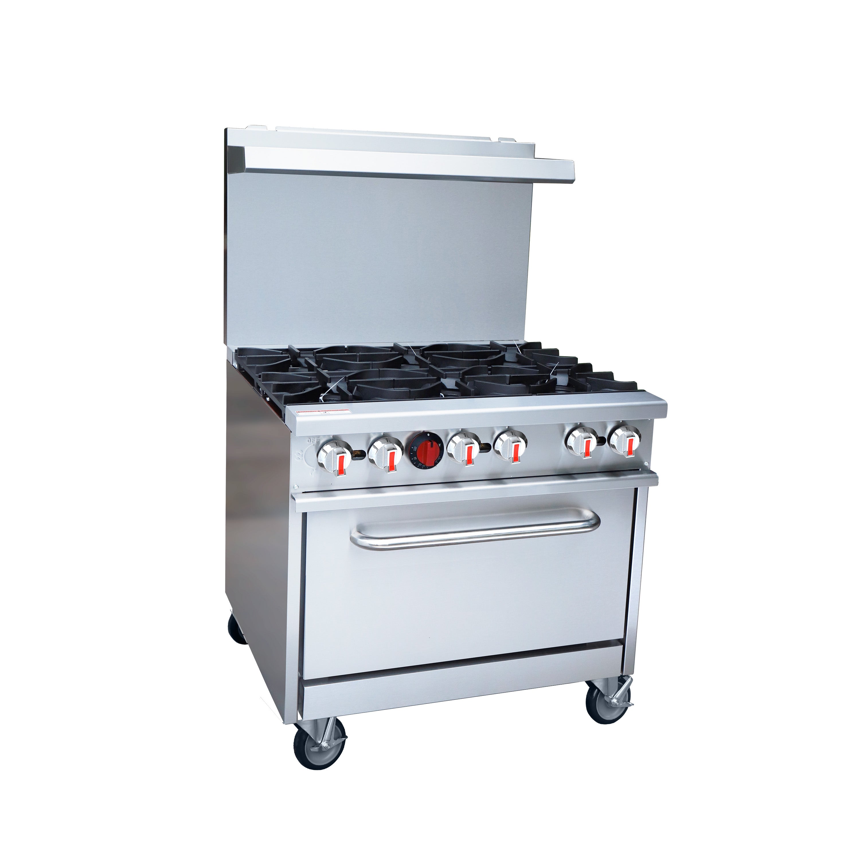 Turbo Range TR-R36-J, Natural Gas 6 Burner 36" Range with Standard Oven Base (36" X 32-3/4"X 60-3/8") - Chefcoca