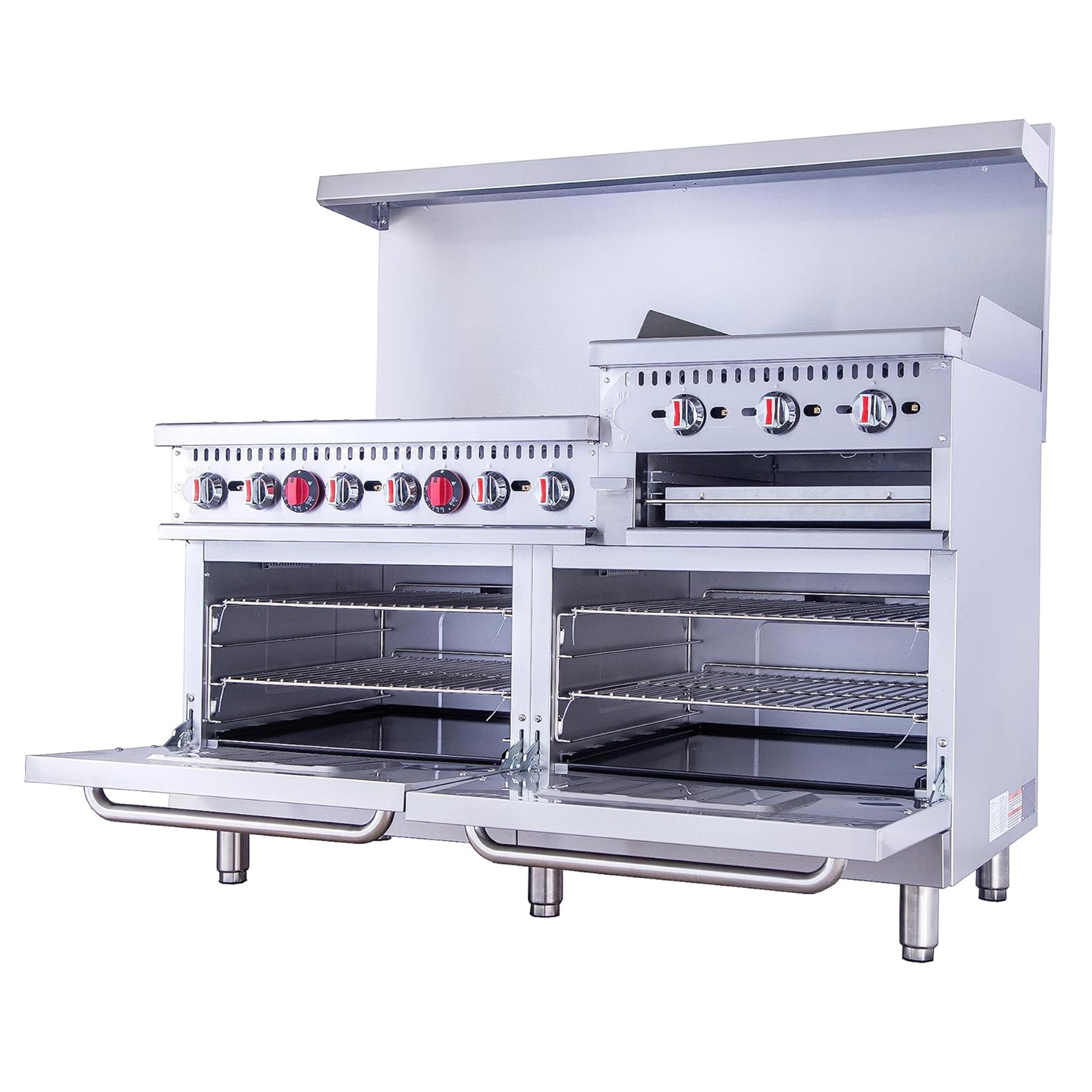 Turbo Range, 60" Range with 6 Burners & 24" Griddle top & Oven (TR-R60-G24-6B-J) - Chefcoca
