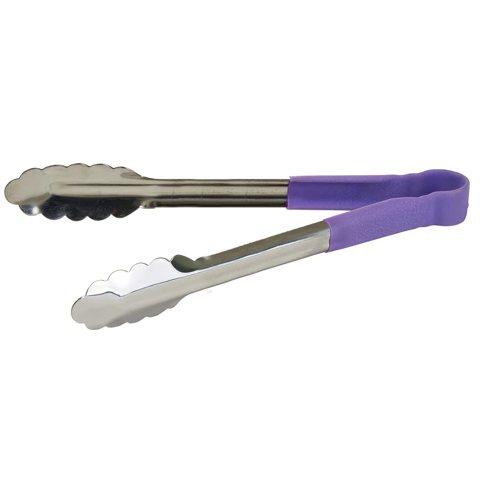 UTPH-12P - Allergen-Free Stainless Steel Utility Tongs - 12" - Chefcoca