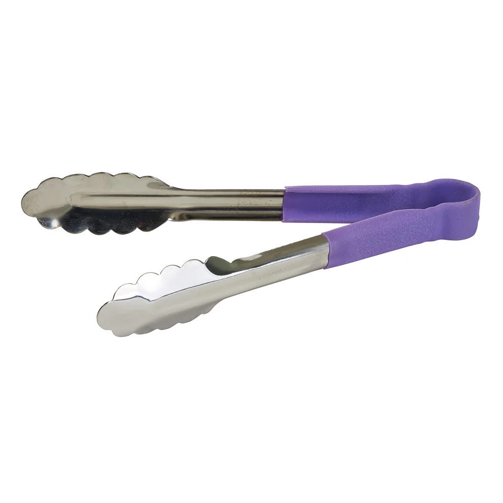 UTPH-9P - Allergen-Free Stainless Steel Utility Tongs - 9" - Chefcoca