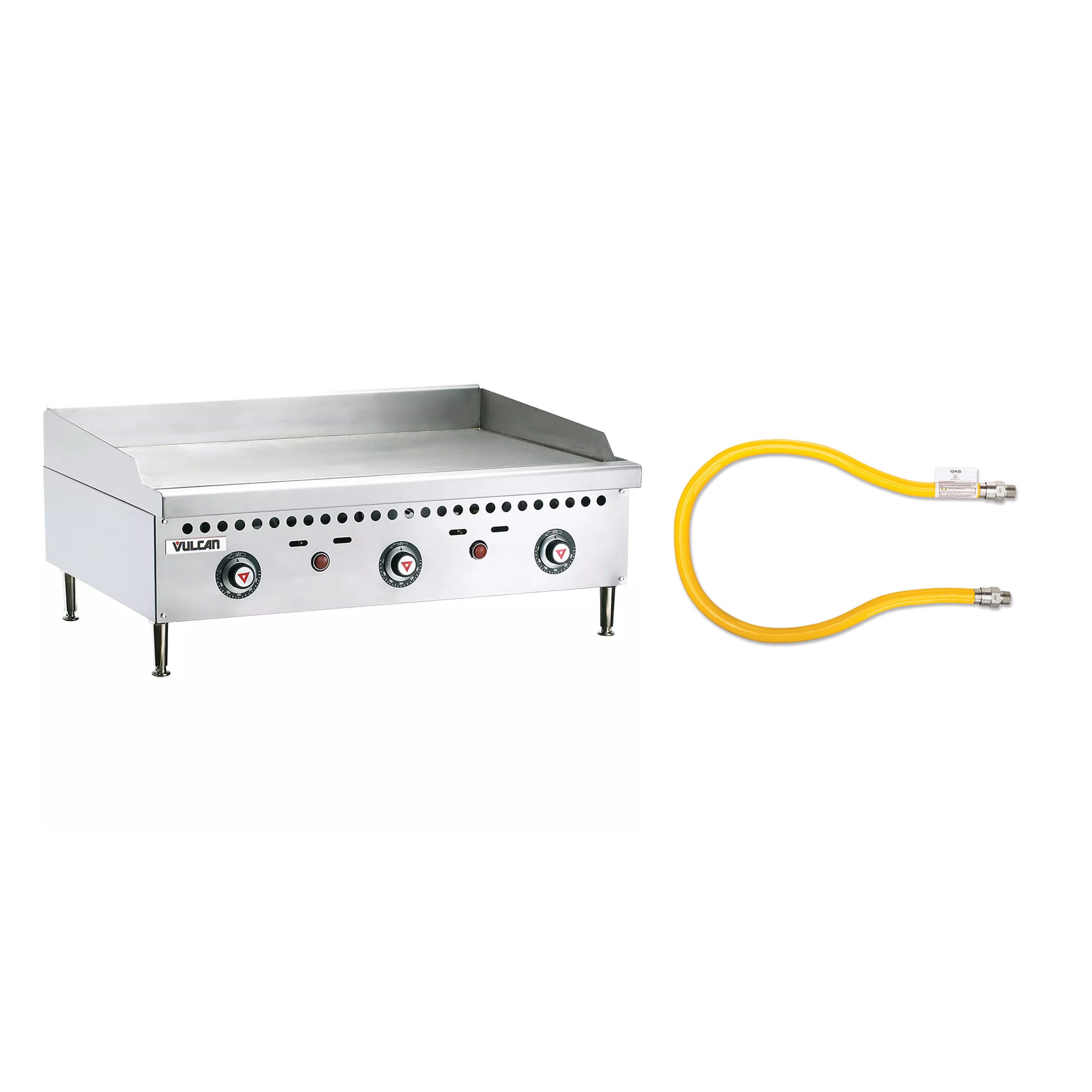 Vulcan VCRG36-T Natural Gas/Propane 36" Thermostatic Griddle + Turbo Range 36" gas connector hose - Chefcoca