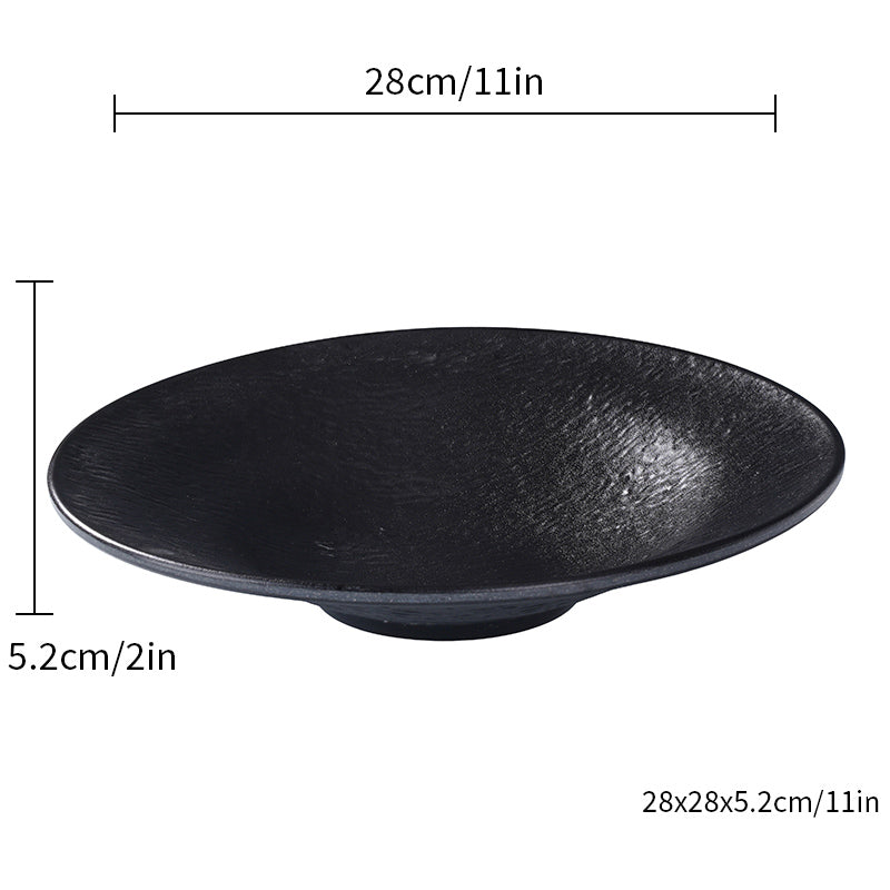 CHEFCO, W231-11BL,11" Round Melamine Plate Bowl – Black Marble Finish,11.02"Dia x 2.05"H