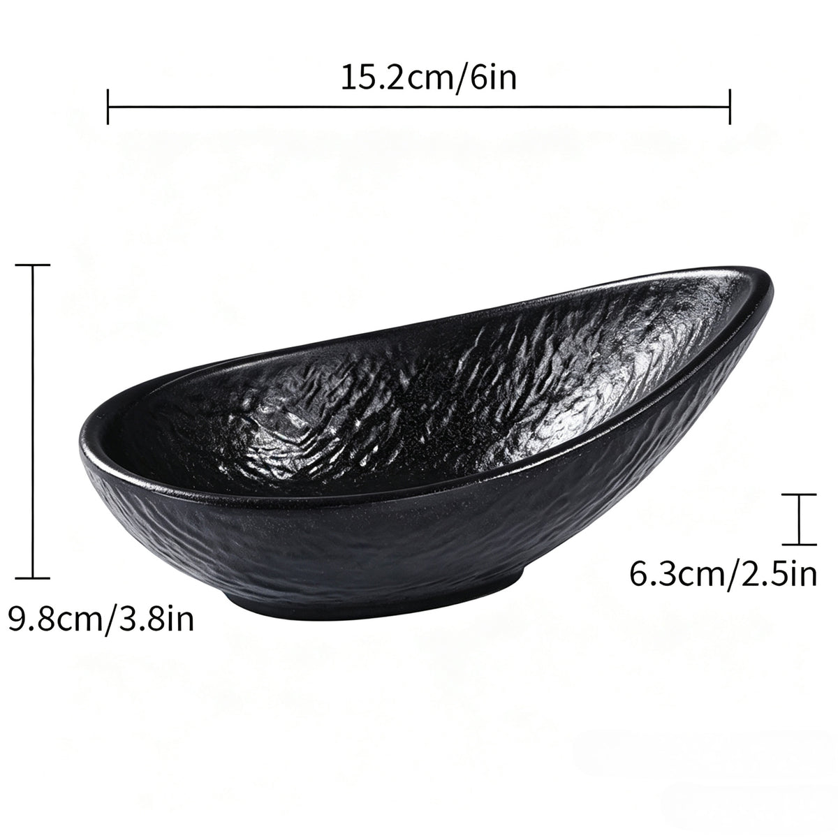 CHEFCO, W288-6BLX, 6" Melamine Dish – Black Marble Finish, 5.98" x 3.86" x 2.48"H