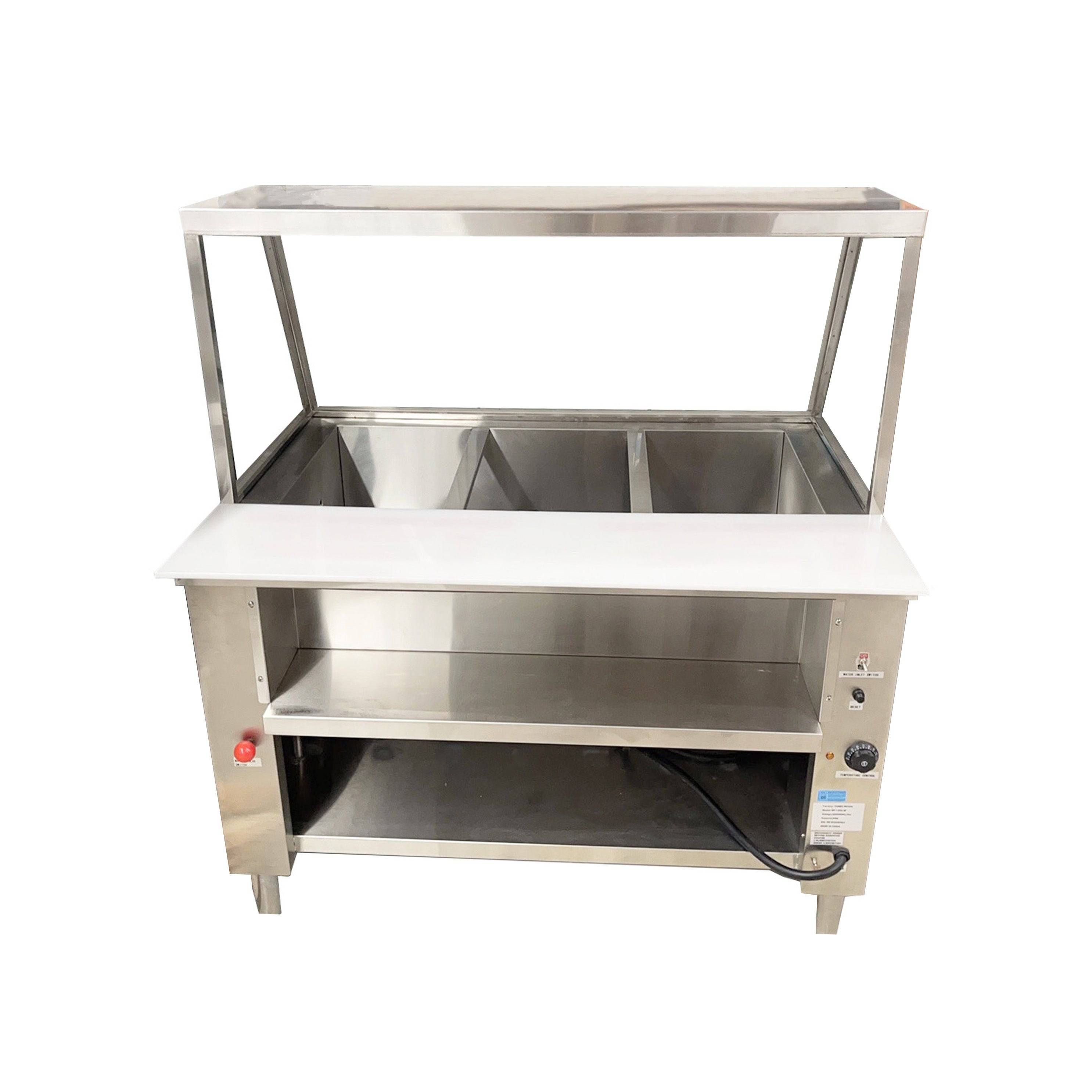 Turbo Range, WF-1200-3P, 48" Electric Hot Table with 3 Wells & Glass - Chefcoca