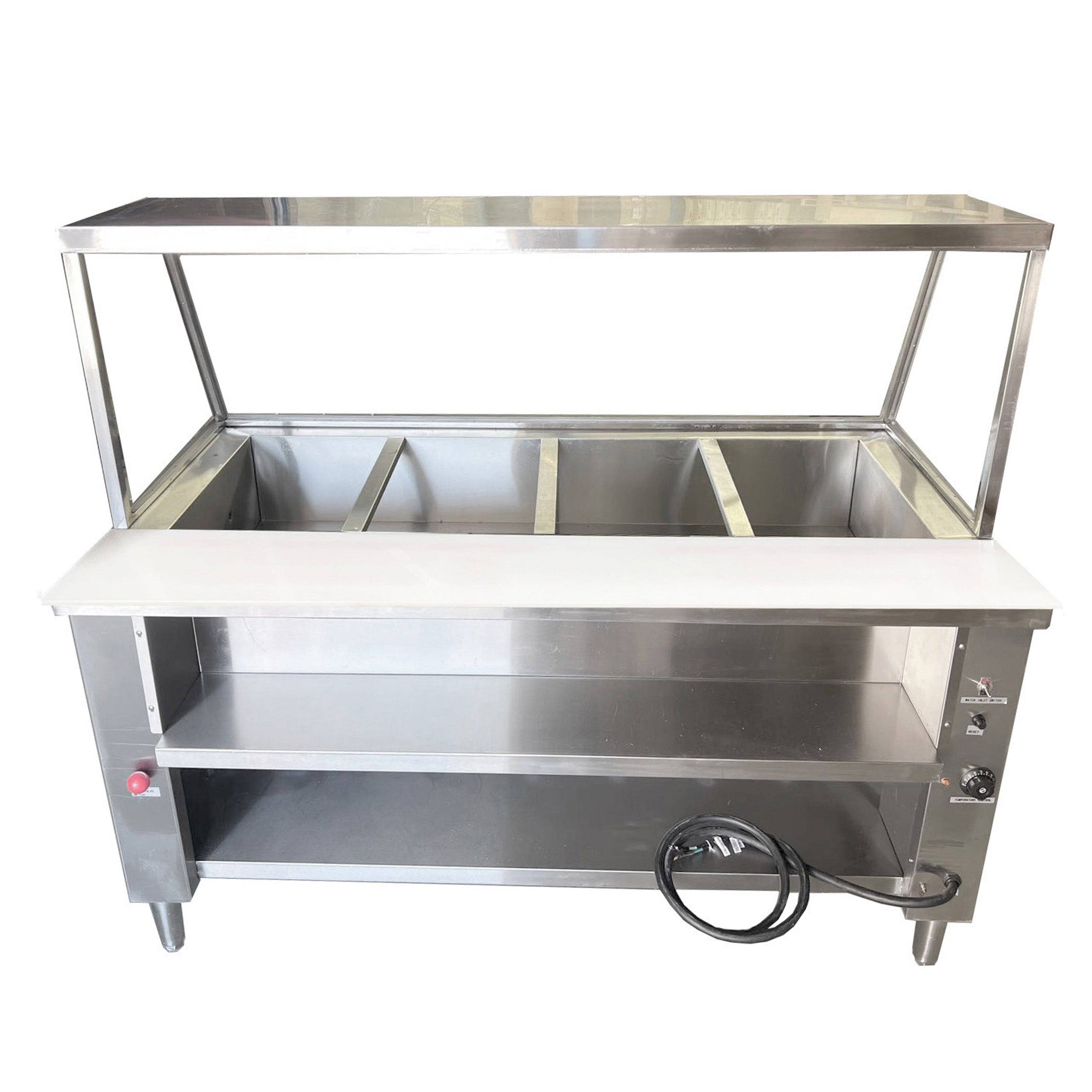Turbo Range, WF-15500-4P, 61"Electric Hot Table with 4 Wells & Glass - Chefcoca
