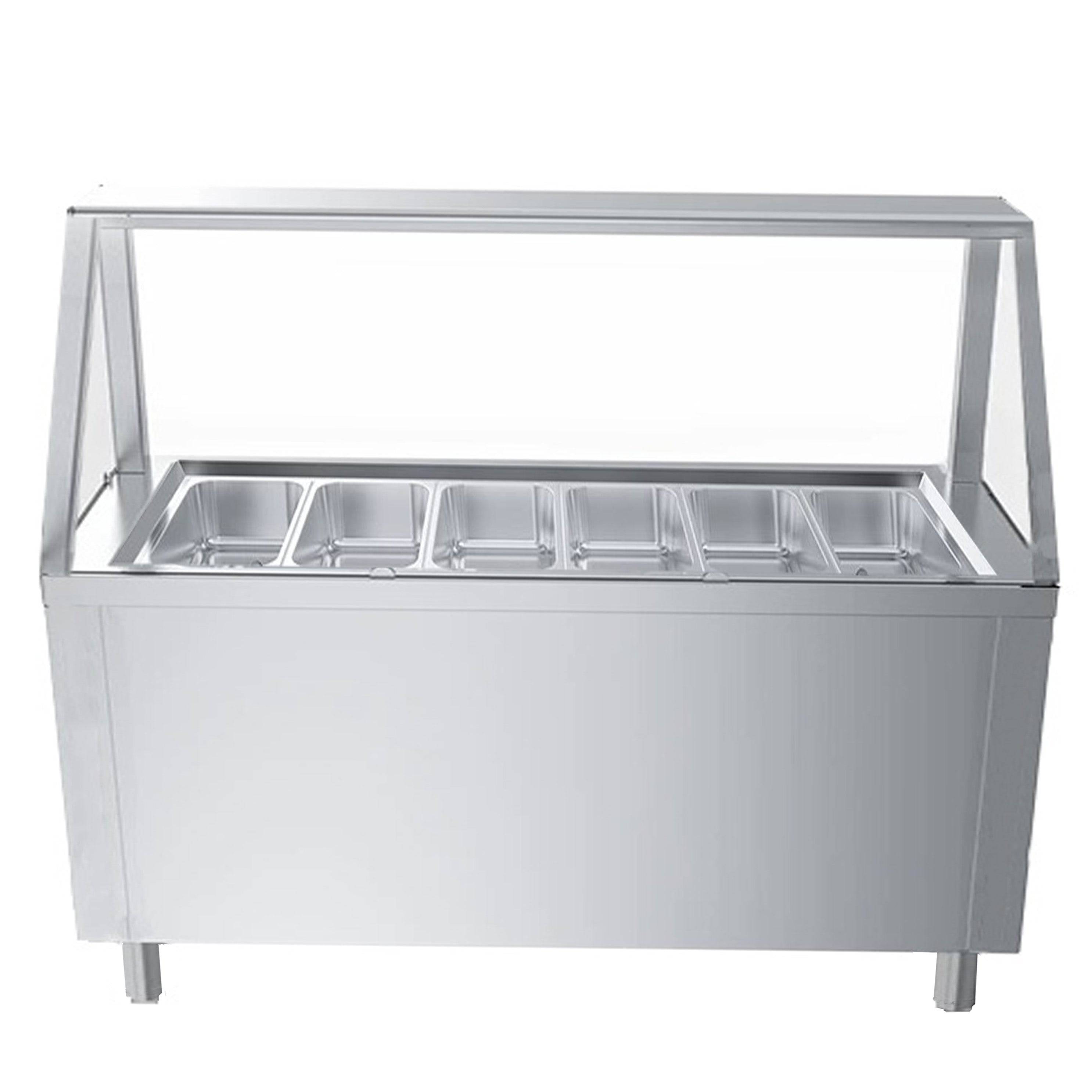Turbo Range, WF-2250-6P, 89" Electric Hot Table with 6 Wells & Glass - Chefcoca